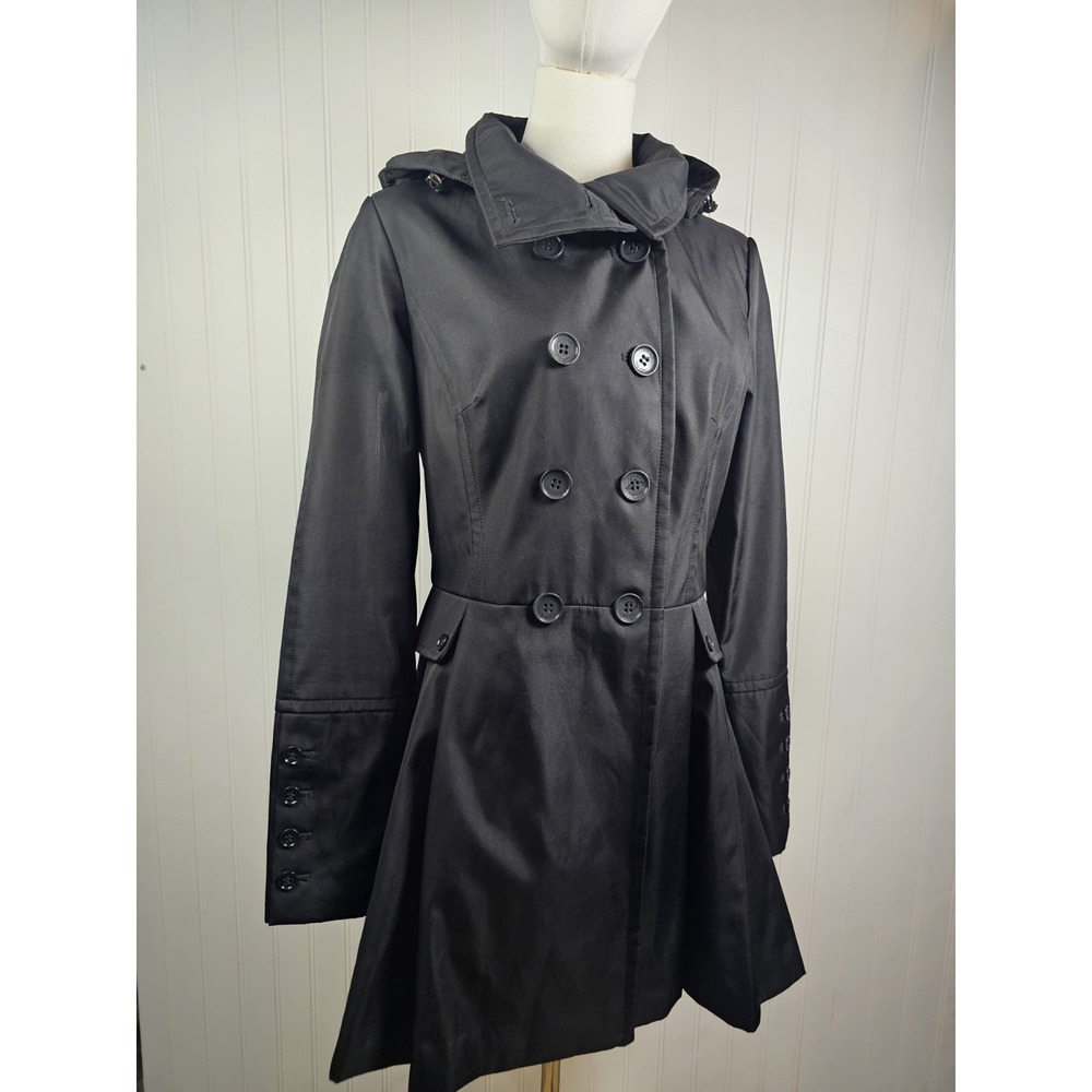 Calvin Klein Black Water Resistant Double Breasted Rain Coat Women's S New